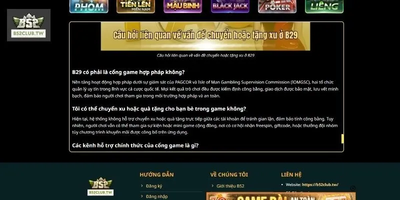 Giải đáp câu hỏi thường gặp B52Club về tài khoản